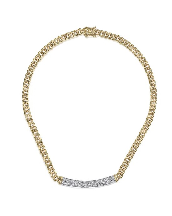 Gabriel & Co. Contemporary Collection Diamond Pave Cuban Chain Necklace